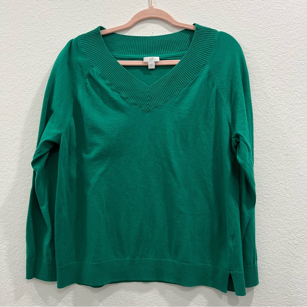 J. Jill Emerald Green V-Neck Sweater